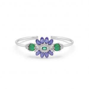Tanzanite Emerald Floral Bracelet